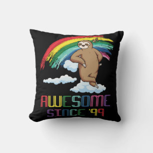 Coussin Magnifique depuis 99 24e anniversaire Sloth Rainbo