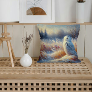 Coussin Magnifique Harfang des neiges dans la nature sauva
