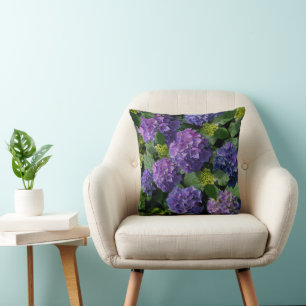 Coussin Magnifique hydrangea fleur magenta bleu violet ver