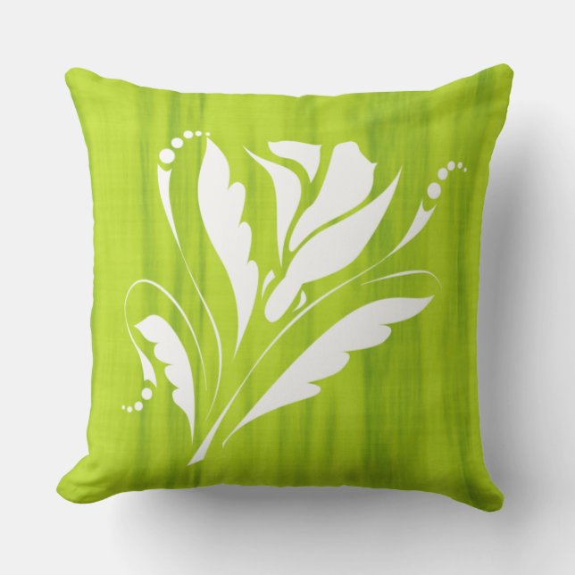 Coussin Magnifique impression florale sur fond vert citron (Recto)