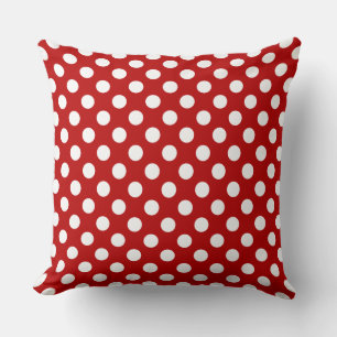 Coussin Magnifique motif à pois rouge et blanc vibrant