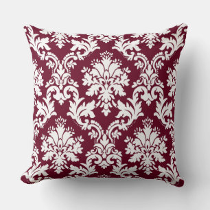 Coussin Magnifique motif floral en damas de Bourgogne