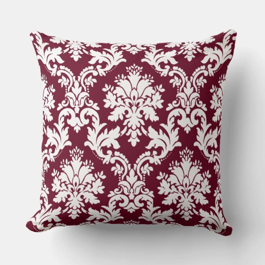 Coussin Magnifique motif floral en damas de Bourgogne (Recto)