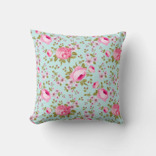 Coussin Magnifique motif floral lavande et rose