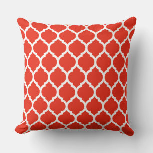 Coussin Magnifique motif morain quatrefoil rouge corail