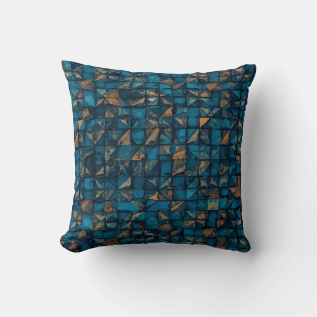 Coussin Magnifique motif patchwork "Look" en sarcelle fonc (Recto)