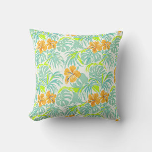 Coussin Magnifique motif vintage d'hibiscus des îles hawaï