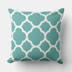 Coussin Magnifique Nuance de Bleu Motif Quatrefeuilles