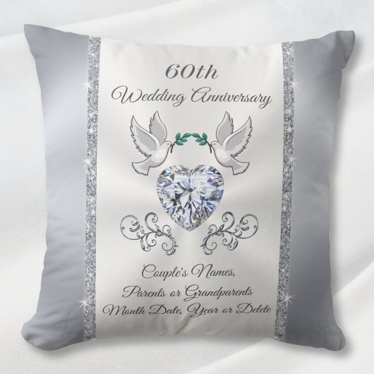 Coussin Magnifique Personnalisé 60 ans de Cadeau Mariage