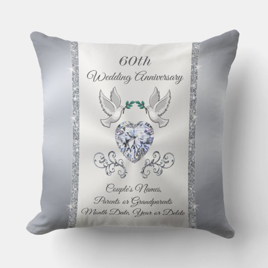 Coussin Magnifique Personnalisé 60 ans de Cadeau Mariage (Recto)