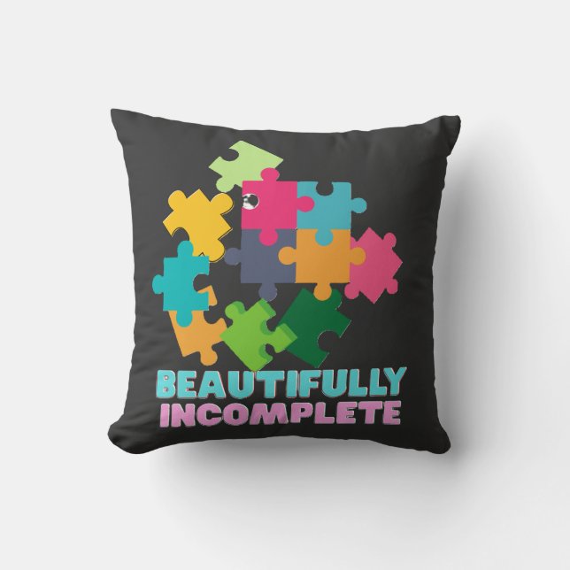 Coussin Magnifique Pièce de Puzzle Colorée Incomplète (Recto)