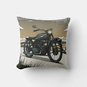 Coussin Magnifique vieille moto vintage