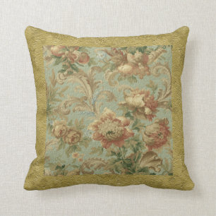Coussin Magnifique Vieux Monde Antique Floral Faux Texture