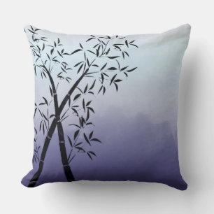 Coussin Magnifique vue sur le bambou et la montagne, ciel