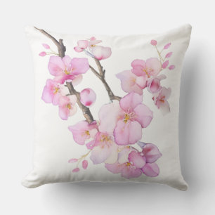 Coussin Magnifiques fleurs de cerisier Sakura à l'aquarell