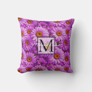Coussin Magnifiques marguerites florales magenta rose fonc