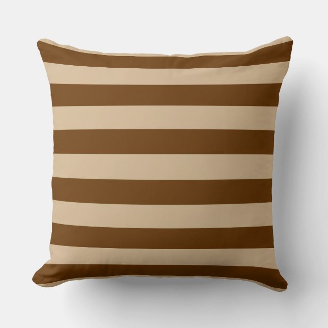 Coussin Magnifiques rayures marron et beige (Recto)