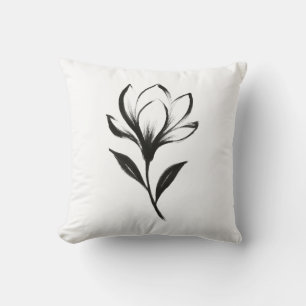 Coussin Magnolia à l'encre - Design floral élégant sur