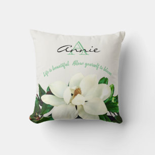Coussin Magnolia Bloom La vie est belle personnalisée