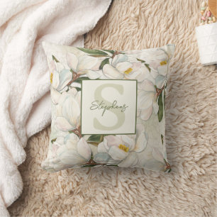Coussin Magnolia Floral Monogramme Jeu d'oreiller