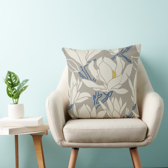 Coussin Magnolia graphic in gray pattern (Chaise)