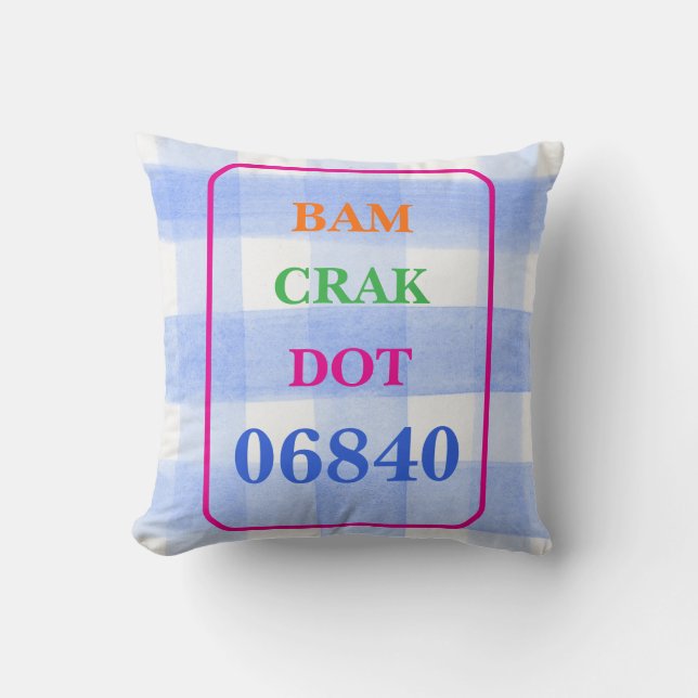 Coussin Mahjong Dot Crak Bam Blue Check ZIPCODE Personaliz (Recto)