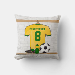 Coussin maillot de football personnalisé jaune vert