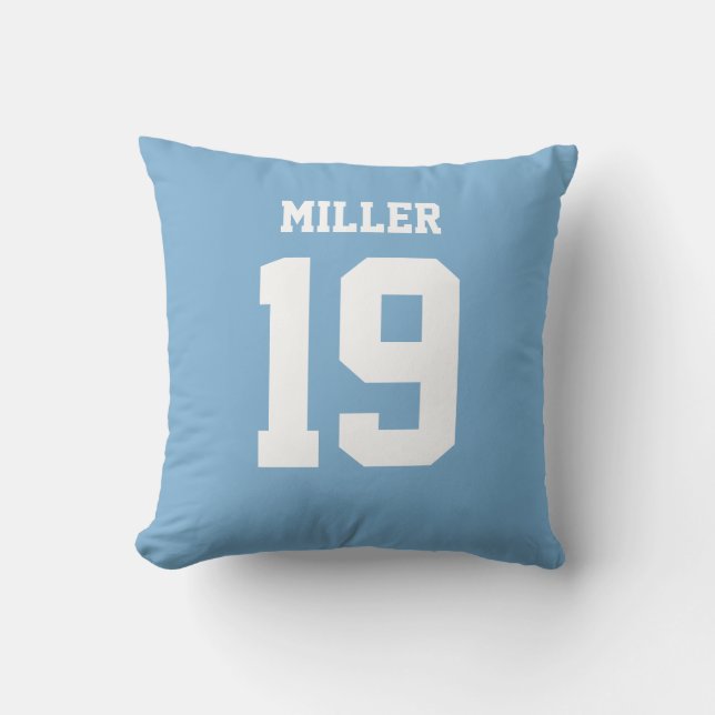 Coussin Maillot de sport double face bleu clair et blanc (Recto)