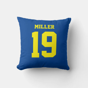 Coussin Maillot de sport double face bleu et jaune