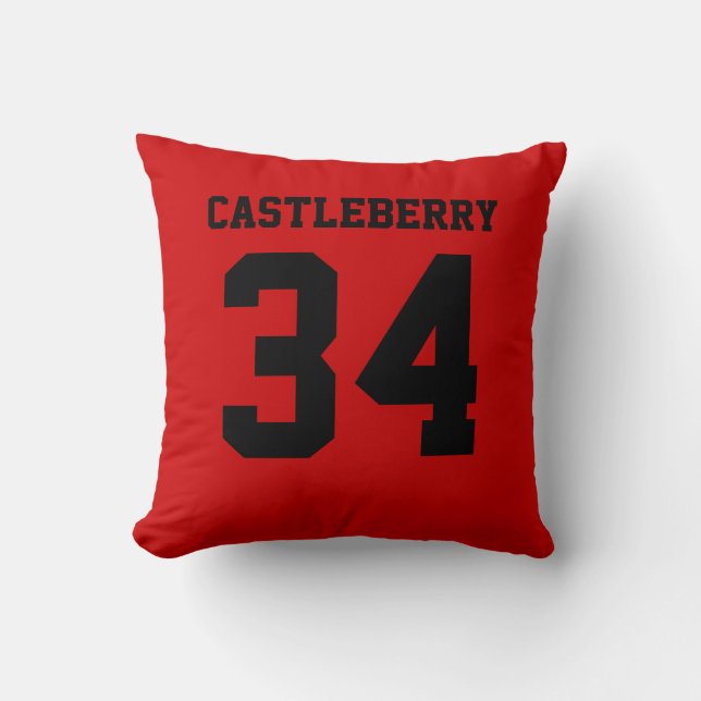 Coussin Maillot de sport double face noir et rouge (Recto)