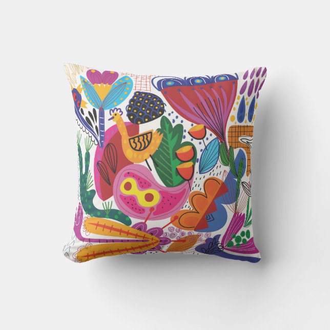 Coussin Main colorée dessinée Floral & Plante (Recto)
