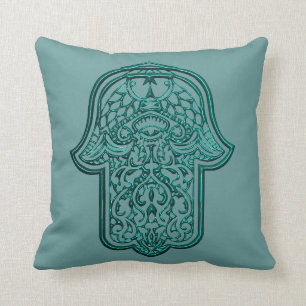 Coussin Main de henné de Hamsa (Teal)