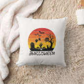 Coussin Main de zombie d'Halloween Pierre tombale Arbre Ch (Couverture)