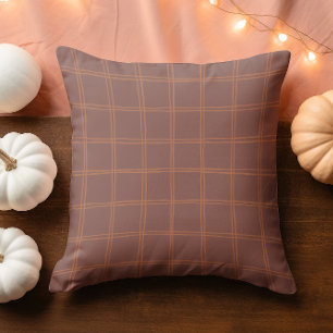 Coussin Main dessinée Automne Brown et Orange Grille