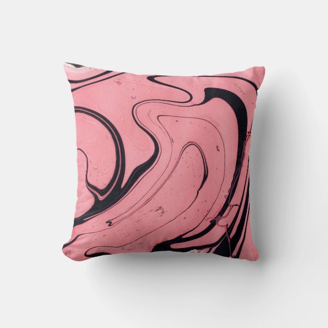 Coussin Main en marbre rose noir dessinée (Recto)