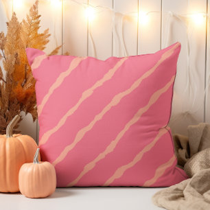 Coussin Main moderne dessinée rose et orange diagonale ray