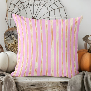 Coussin Main moderne tiré automne Orange et violet rayé