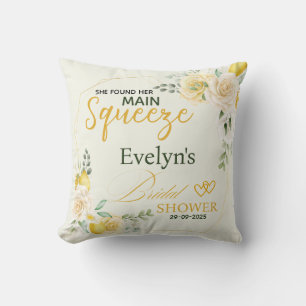 Coussin Main Squeeze Élégant Citron Floral Baby Shower de 