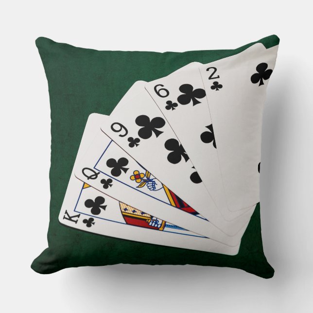 Coussin Mains de poker - Flush - Costume Clubs (Recto)