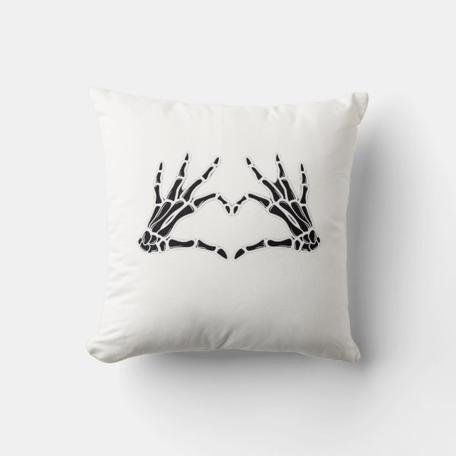 Coussin Mains De Squelette En Forme De Coeur - Art Unique  (Recto)