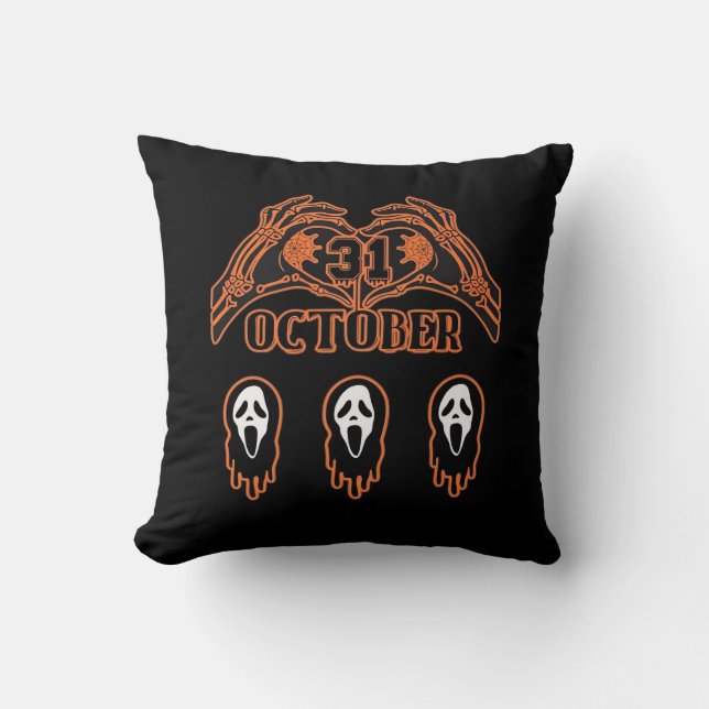 Coussin Mains De Squelette Pour Halloween Classique (Recto)