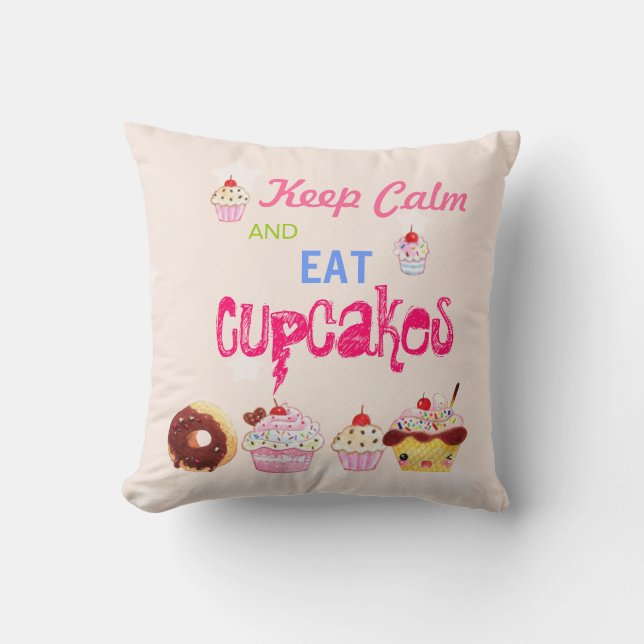 Coussin Maintenez calme et mangez les petits gâteaux (Recto)