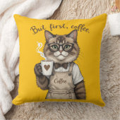Coussin Mais d'abord, chat café (Couverture)