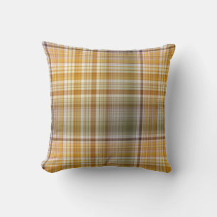 Coussin Maïs sec Jaune et vert olive Plaid