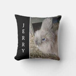 Coussin Maison Bunny Black Photo personnalisée et nom Jete
