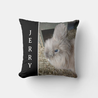 Coussin Maison Bunny Black Photo personnalisée et nom Jete