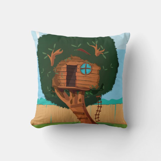 Coussin Maison dans l'arbre dessin animé (Recto)