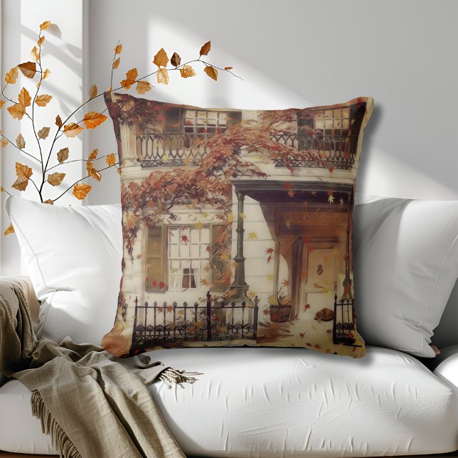 Coussin Maison d'automne style pays (Créateur téléchargé)