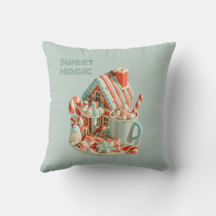 Coussin Maison de bonbons 3D Pastel Magie Sucrée