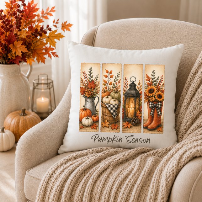 Coussin Maison de campagne rustique Saison des citrouilles (Créateur téléchargé)